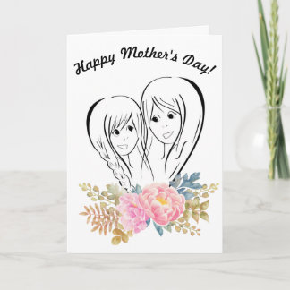 Cartão do Dia das Mães para Mãe e Filha