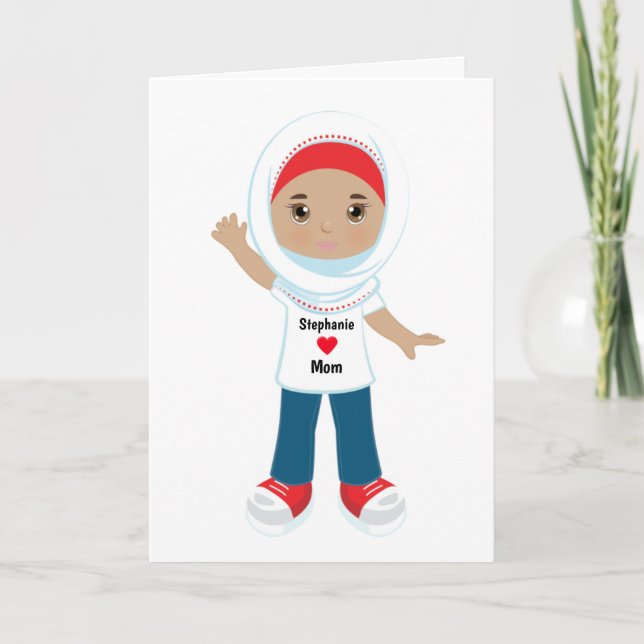 Cartão do Dia das Mães para Menina Muçulmana (Frente)
