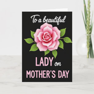 Cartão do Dia das Mães para Mulher com Rosa Rosa