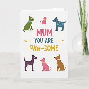 Cartão do Dia das Mães 'Paw Some Mum Animals'