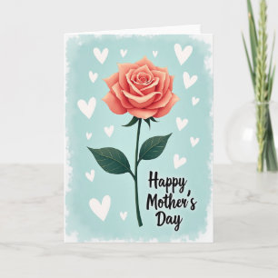 Cartão do Dia das Mães Peach Rose Hearts