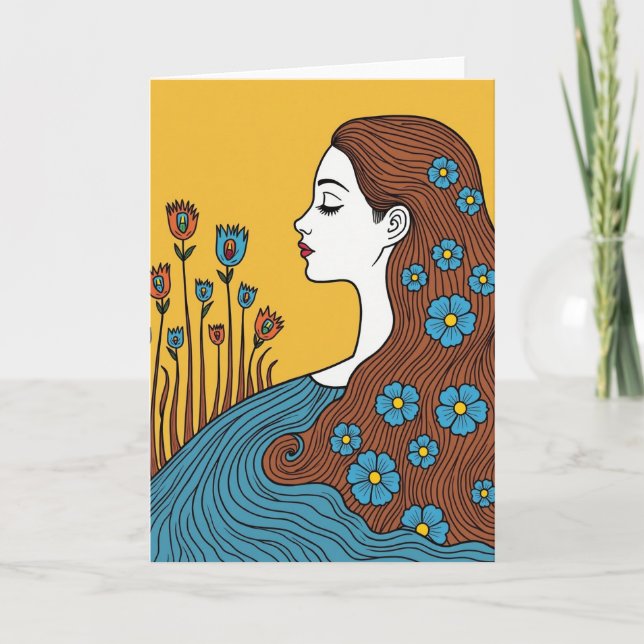 Cartão do Dia das Mães Perfil Floral (Frente)