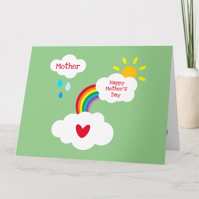 Cartão do Dia das Mães Personalizado Arco-íris Tem (Frente)
