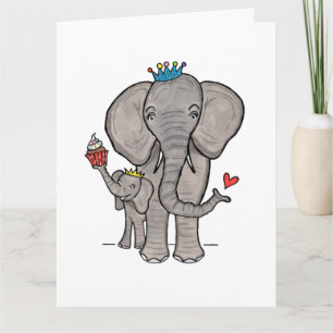 Cartão do Dia das Mães Personalizado de Elefante e