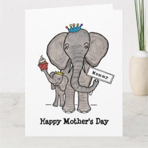 Cartão do Dia das Mães Personalizado de Elefante e