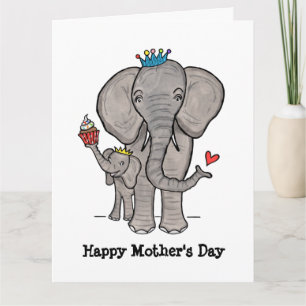 Cartão do Dia das Mães Personalizado de Elefante e