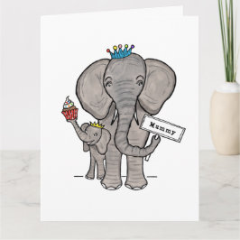 Cartão do Dia das Mães Personalizado de Elefante e