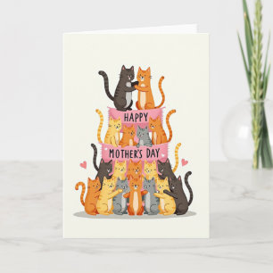 Cartão do Dia das Mães Pirâmide de Gatos