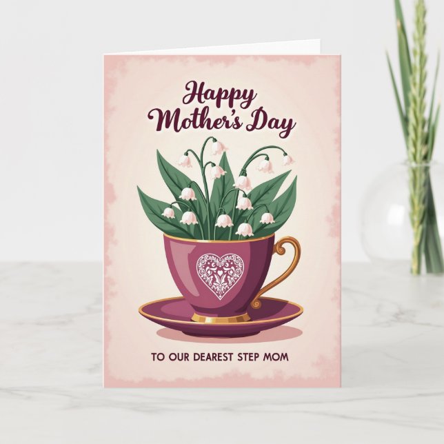 Cartão do Dia das Mães Plum Teacup (Frente)