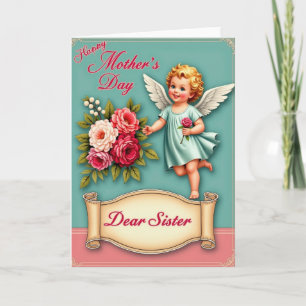Cartão do Dia das Mães Querubim Floral