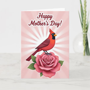 Cartão do Dia das Mães Red Bird Rose