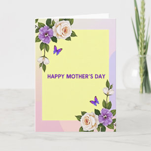 Cartão do Dia das Mães Roxo Luminoso