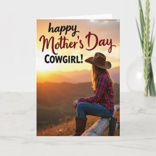 Cartão do Dia das Mães Sunset Cowgirl