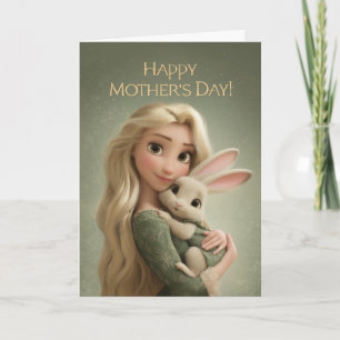 Cartão do Dia das Mães Sweet Mom and Baby Bunny