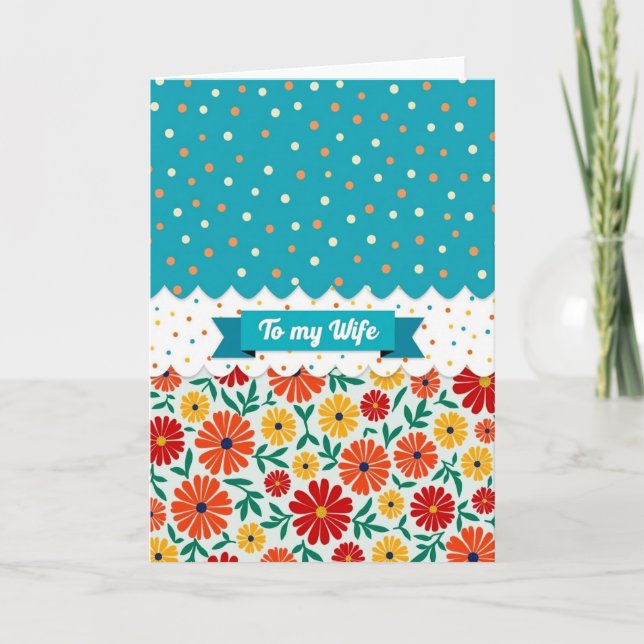 Cartão do Dia das Mães Teal Burst Esposa (Frente)