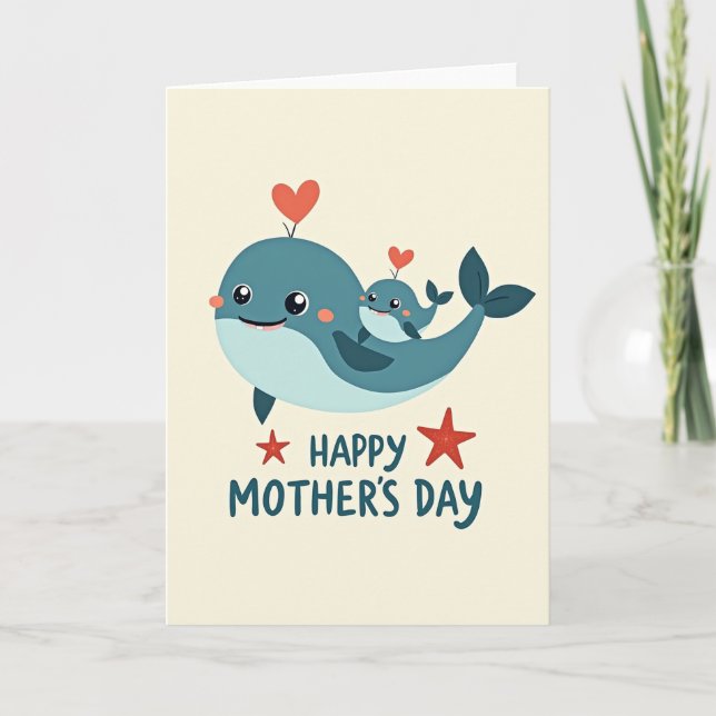 Cartão do Dia das Mães Teal Marine (Frente)