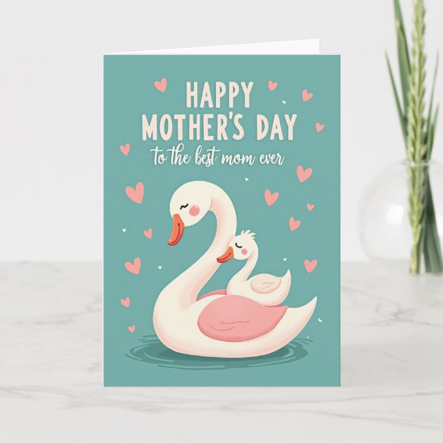 Cartão do Dia das Mães Teal Swans (Frente)