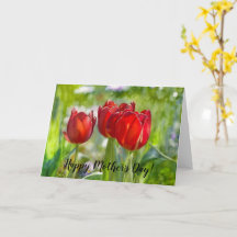 Cartão do Dia das Mães Tulipas Vermelhas Arte