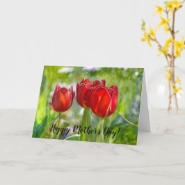 Cartão do Dia das Mães Tulipas Vermelhas Arte