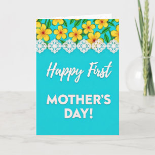 Cartão do Dia das Mães Turquesa Floral