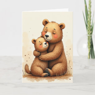 Cartão do Dia das Mães Urso Marrom Dourado