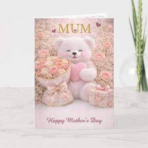 Cartão do Dia das Mães Urso Teddy Fofo