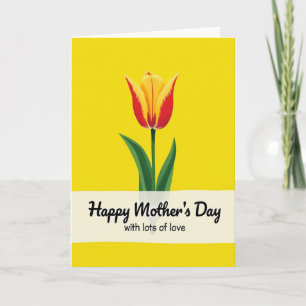 Cartão do Dia das Mães Vermelho Amarelo