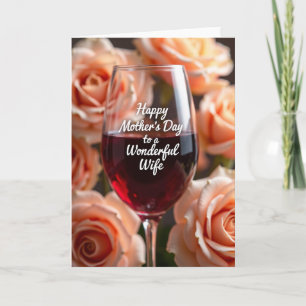 Cartão do Dia das Mães Vinho Elegante