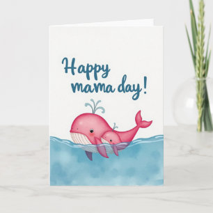 Cartão do Dia das Mamas Aquáticas Rosa
