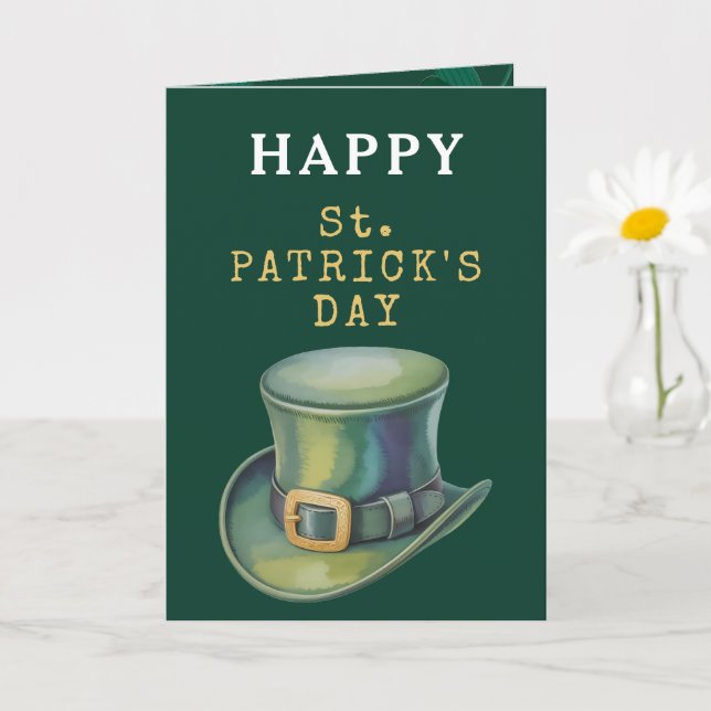 Cartão do Dia de São Patrício com Chapéu de Leprec (Planta pequena)
