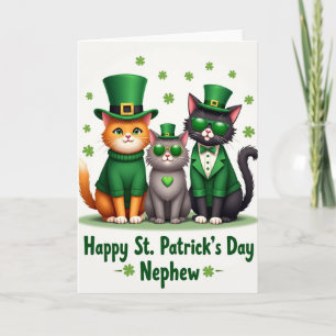 Cartão do Dia de São Patrício com Gatos Verdes