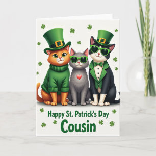Cartão do Dia de São Patrício dos Gatos Shamrock