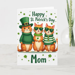 Cartão do Dia de São Patrício para Mãe com Gatos