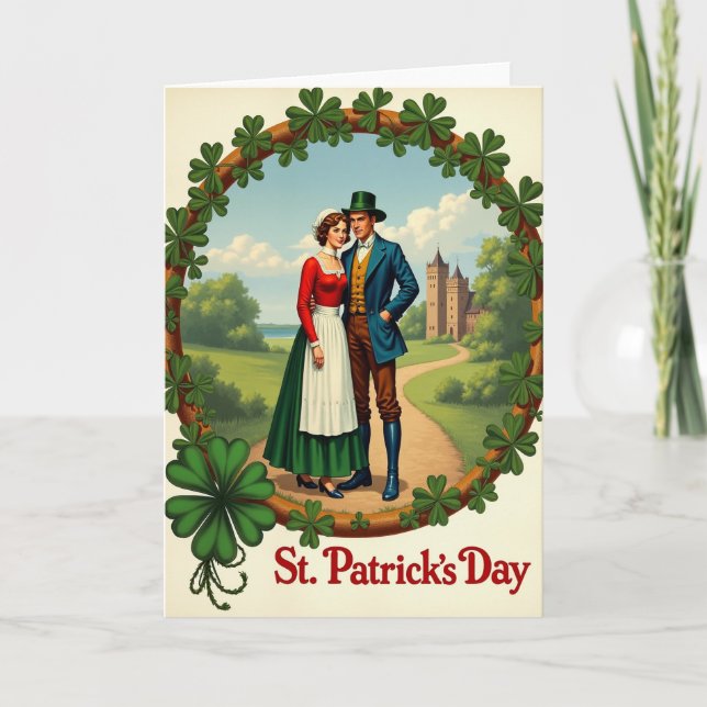 Cartão do Dia de São Patrício Romance Irlandês (Frente)