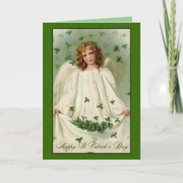 Cartão do dia de St Patrick do anjo do trevo do