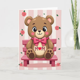 Cartão do Dia do Amor de Mãe com Abraço de Urso