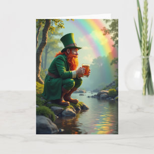 Cartão do Dia do Arco-íris do Leprechaun Sortudo