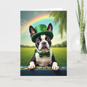 Cartão do Dia do Boston Terrier Sortudo