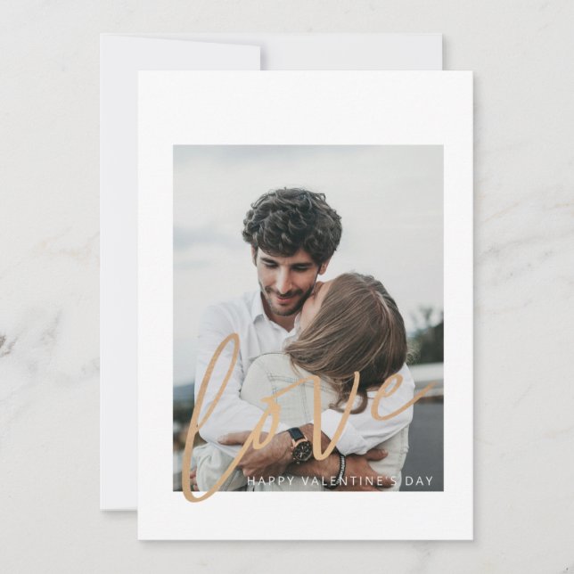 Cartão do Dia do Namorados de Fotos com Dourado Ca (Frente)