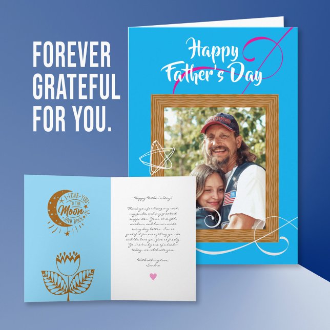 Cartão do Dia do Pai Personalizado com Foto - Pers (Custom Father’s Day Card with Photo – Personalized Gift for Dad Daddy Grandpa New First Time Dad)