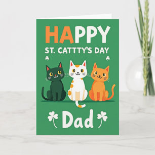 Cartão do Dia do Papai Gato Falso Dourado