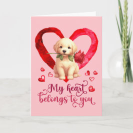 Cartão do dia dos namorados com Golden Retriever e