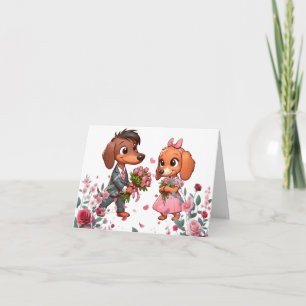 Cartão do Dia dos Namorados com Rosas e Dachshund