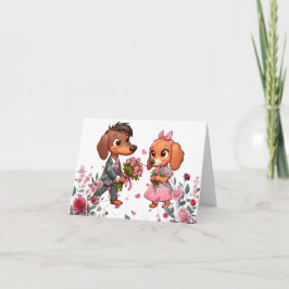 Cartão do Dia dos Namorados com Rosas e Dachshund