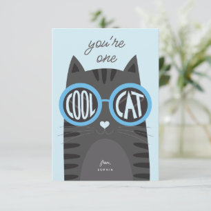 Cartão do dia dos namorados Cool Cat Grey_blue
