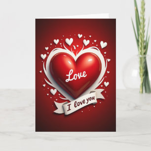 Cartão do Dia dos Namorados Coração de Amor Vermel