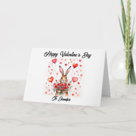 Cartão do Dia dos Namorados da Lebre Fofa com cora