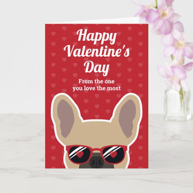 Cartão do Dia dos Namorados do Bulldogue Francês C (Orquídea)