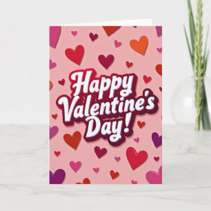 Cartão do Dia dos Namorados Pink Happy Hearts