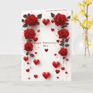 Cartão do Dia dos Namorados Rosas Vermelhas Coraçõ